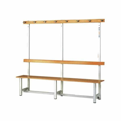 BANCO VESTUARIO TRAVESAÑO METÁLICO CON ESTRUCTURA COLGADOR